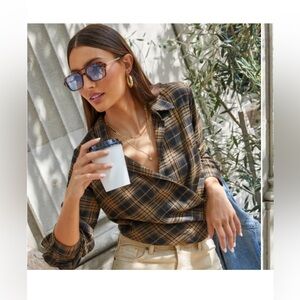 Vici | Plaid faux wrap flannel | Size Small